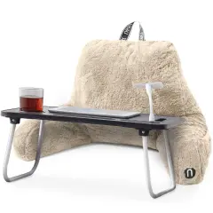 Nestl Fur Reading Pillow with Laptop Lap Desk Linen