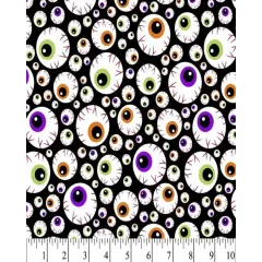 Halloween Ghoulish Eyeballs Cotton Fabric | By The Yard | Sewing and Crafting | 44 inches wide
