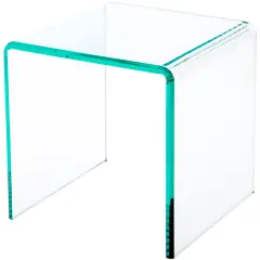 Plymor Clear Acrylic "Green Glass-Look Beveled Edge" Display Riser 6" x 6" x 6" (1/4" thick)