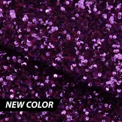 1 Yard Stretch Velvet Sequin Fabric 2 Way Polyester Spandex 36" x 60" Length by Width Purple/Purple