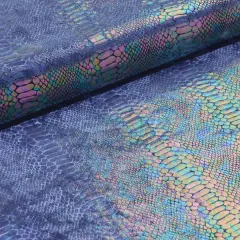 1 Yard Anaconda Foil Printed Stretch Velvet Fabric 58/60" Width Navy