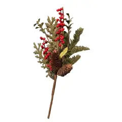 16" Berry & Pinecone Pick Perfect For Wreaths, or Floral Arrangements