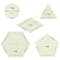 Kearing&reg; 5 Piece Hot Hem Ruler Template Set for Sewing, Patented Heat Resistant Non-Slip Hot Ironing Ruler 1/4&Prime; Seam Allowance and Marking Points, 2 Inches