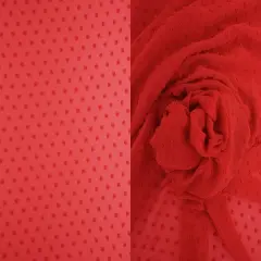 1 Yard Lightweight Swiss Dot Chiffon Fabric Solid Woven Sheer Drapery 57/58" Width RED