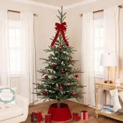 Northlight Real Touch&trade;️ Slim Nordmann Fir Layered Artificial Christmas Tree - 6.5' - Unlit Green