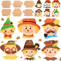 24 Pieces Fall Scarecrow Head Craft Kits