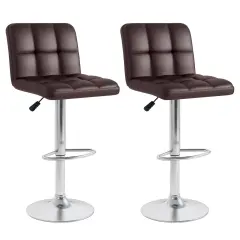 Costway Modern Swivel Bar Stools Set of 2 with Heavy-duty Metal Base & Footrest Back White/Black/Brown