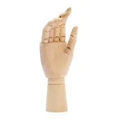 7 inch Wooden Hand Model - Wood Right Hand Art Mannequin Figure with Posable Fingers for Drawing School, Practice, Supplies, Jewelry Display, Decoration, Sketching Brown