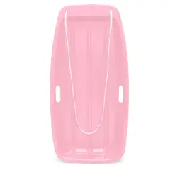Best Choice Products 35in Kids Outdoor Plastic Sport Toboggan Winter Snow Sled Board w/ Pull Rope, 2 Handles Light Pink