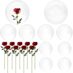 10pcs Valentine's Day Clear Bobo Balloons with Rose 2 Sizes Clear Round Balloons Transparentes Clear Balloons Stuffing for Valentine's Day Party Wedding Anniversary Decor(15inch 18inch)