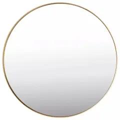 27.5" Modern Style Wall-Mounted Round Mirror Metal Bathroom Entryway Use Gold