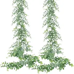 2 Packs Eucalyptus Garland, 12FT Faux Eucalyptus Greenery Garland, Artificial Eucalyptus Leaves Vine, Fake Hanging Eucalyptus Garlands Wedding Backdrop Arch Wall Table Party Decor (Grey Green)