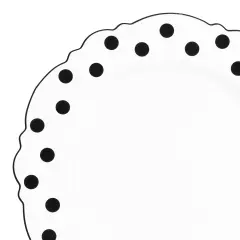 White with Black Dots Round Blossom Disposable Plastic Salad Plates - 7.5" (120 Plates)