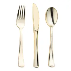 Gold Classic Cutlery Plastic Silverware Set (120 Guests)