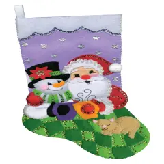 Design Works Felt Stocking Applique Kit 18" Long-Warming Up Friends