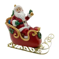 10" Santa in Sleigh Christmas Figurine &ndash;Decorative Santa Ornament