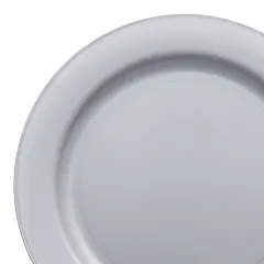Matte Steel Gray Round Disposable Plastic Dinner Plates - 10" (120 Plates)