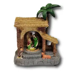 Traditional Nativity Scene Christmas Miniature. Christmas Village