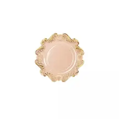 10 Clear 8 in Round Disposable Dinner Plastic PLATES Gold Baroque Design Party
