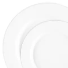 Matte Milk White Round Disposable Plastic Dinnerware Value Set (120 Guests)