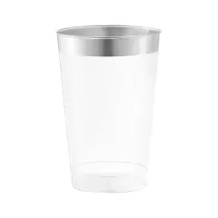 Clear with Metallic Silver Rim Round Tumblers - 12 oz. (240 Cups)