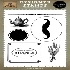Carta Bella Vintage Market Stamp Set-Teapot And Mustache