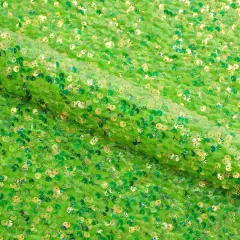 Sanibel Seashell Stretch Velvet Sequin Fabric Hot Lime/Irid