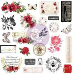 Magnolia Rouge Collection Ephemera - 48 pcs w foil detail