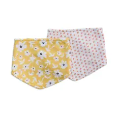Muslin Bandana Baby Bibs - Yellow Wildflowers/Dots by Lulujo