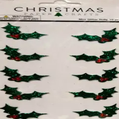 Christmas Paper Crafts Mini Glitter Holly Stickers