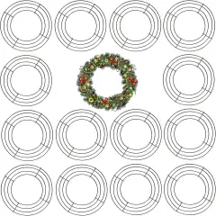 15 Pack 10 Inches Round Wire Wreath Frames, Green Metal Floral Wreath Frame, Wire Wreath Rings for Christmas New Year Party Home Decor DIY Crafts Supplies