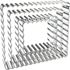 Rectangle Cookie Cutter Set with Scalloped Edge Assorted Sizes - 5 Inch, 4 Inch, 3 Inch, 2 Inch - Fluted Edge Plaque Frame Rectangluar Cookie Cutters Shapes Fondant Molds - Stainless Steel