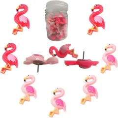 Flamingo Push Pins 30 Pieces Pink Thumbtack Cartoon Animal Push Pin Office Supplies for Message Photo Postcard Note Paper Decorative Pins(Flamingo)