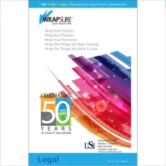 USI WrapSure 7 Mil Thermal Laminating Pouches, 100-Pack, 9"x 14.5" Legal Size, Clear Gloss, Rounded Corners
