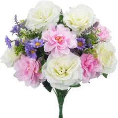 2 Bundles Artificial Spring Flowers 18.5'' Artificial Flowers for Cemetery Silk Flowers Fake Peonies Cemetery Decorations for Grave Office Indoor Centerpiece Table Wedding Bouquet Home Decor