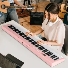 88 Key Foldable Electronic Keyboard Piano with Wireless MIDI Suitable for Kids, Teenagers and Adult Pink