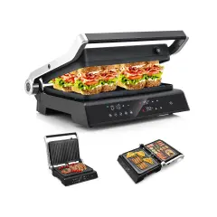 3-in-1 Electric Panini Press Grill with LED Touch & Auto Modes