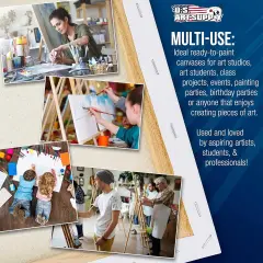 10 x 10 inch Stretched Canvas 12-Ounce Triple Primed, 6-Pack - Professional Artist Quality White Blank 3/4" Profile, 100% Cotton, Heavy-Weight Gesso - Acrylic Pouring, Oil Painting