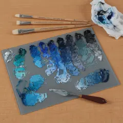 Grey Tempered Glass Palette 12x16" Tabletop Rectangle &ndash; Scratch-Resistant, Easy-to-Clean Artist Palette for Precise Color Mixing, Reduced Glare, Solvent-Resistant