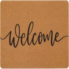 Welcome Mat Outdoor Indoor Door Mat, Faux Coir Welcome Doormat for Front Door Entry, Resist Dirt, Easy to Clean, 17" x 30"