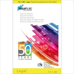 USI WrapSure 5 Mil Thermal Laminating Pouches, 100-Pack, 9"x 14.5" Legal Size, Clear Gloss, Rounded Corners