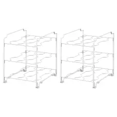 Upgraded Kitchen Wrap Organizer Rack - Non-Slip, Stackable Foil & Plastic Wrap Storage for Cabinets/Countertops - Space-Saving Design (7.7"L x 9.5"W x 9.4"H) White