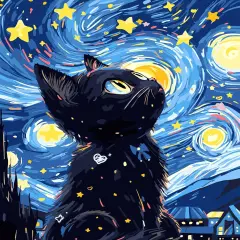 Paint by Numbers for Adults Black Cat, Paint by Numbers Kit on Canvas for Beginners, Starry Night Number Painting Set Craft Supplies, 3 Paintbrushes and Acrylic Paint 16x20 Inch