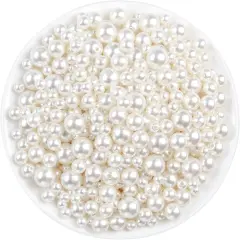 800pcs Ivory Pearl Craft Beads Loose Pearls for Jewelry Making, Crafts, Decoration and Vase Filler (Assorted Sizes)