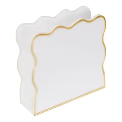 Lucite Napkin Holder with Gold Mirror Trimming