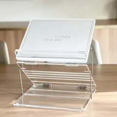 Lucite & Leatherette Tabletop Stand By Kinor Decor