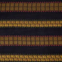 1 Yard Mustard Black Paisley Square Striped Silk Chiffon 54 inch Width