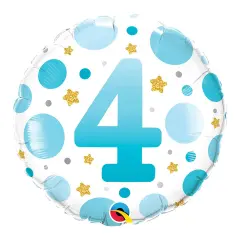 Age 4 Blue Dots 18 Inch Foil Mylar Balloon