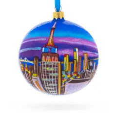 New York City at Night Glass Ball Christmas Ornament 4 Inches
