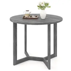 Costway 36 Inch Wood Dining Table for 2-4 People with Wing-shaped Pedestal Base Gray/Black